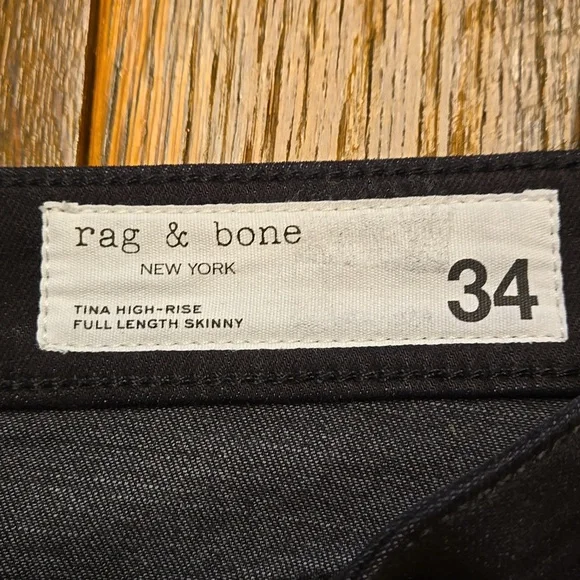 rag & bone size 34 Tina High-Rise Skinny Jean, Black NWT